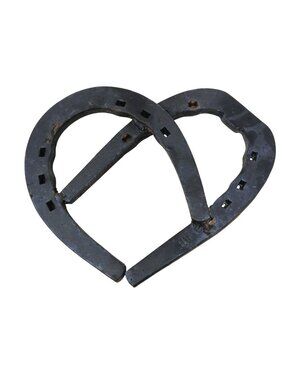 Rustic Horseshoe Heart Black Metal Wall Art Handcrafted Farmhouse Marked AB #i11